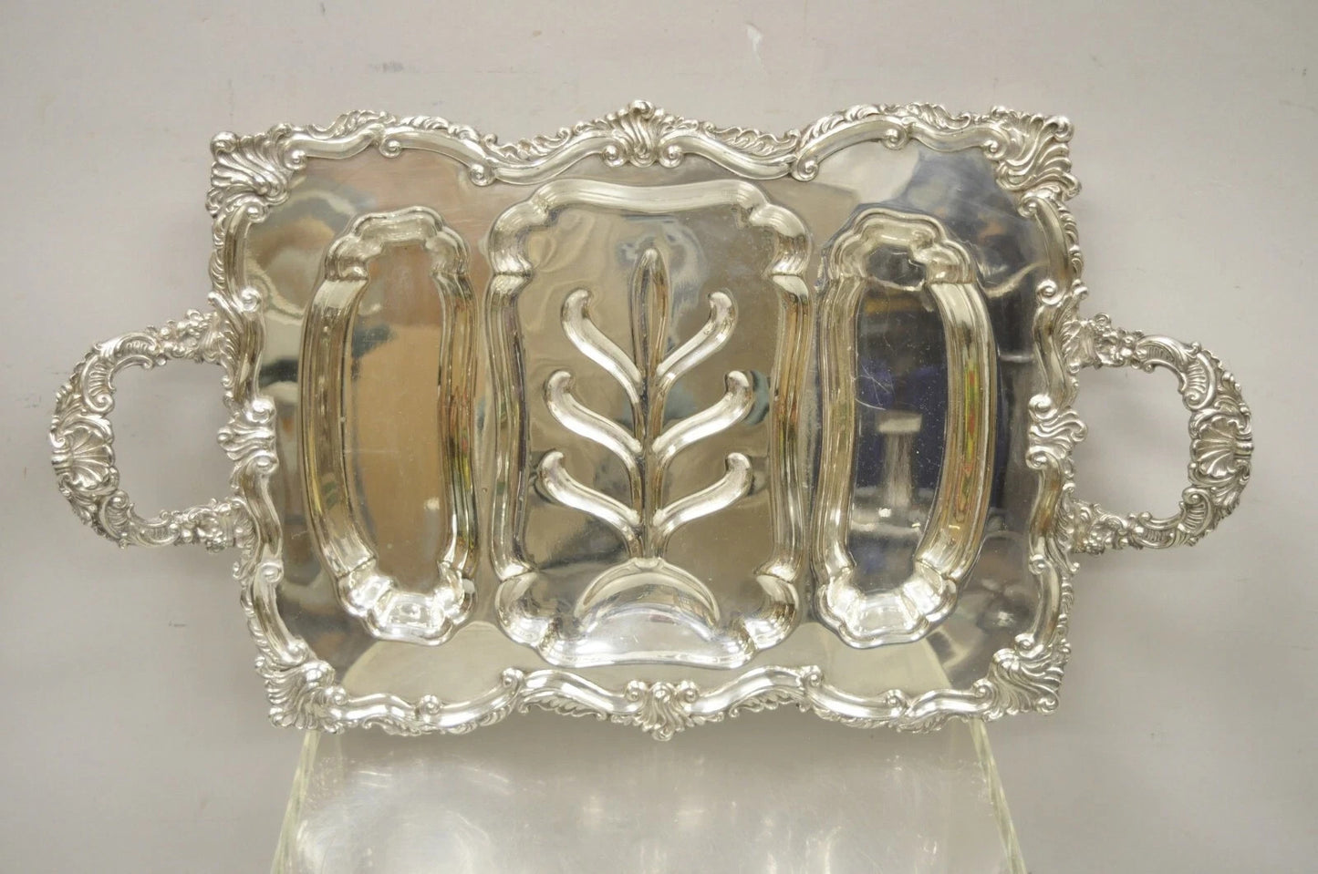 Victorian Meneses Orfebres Silver Plated Meat Cutlery Serving Platter Tray