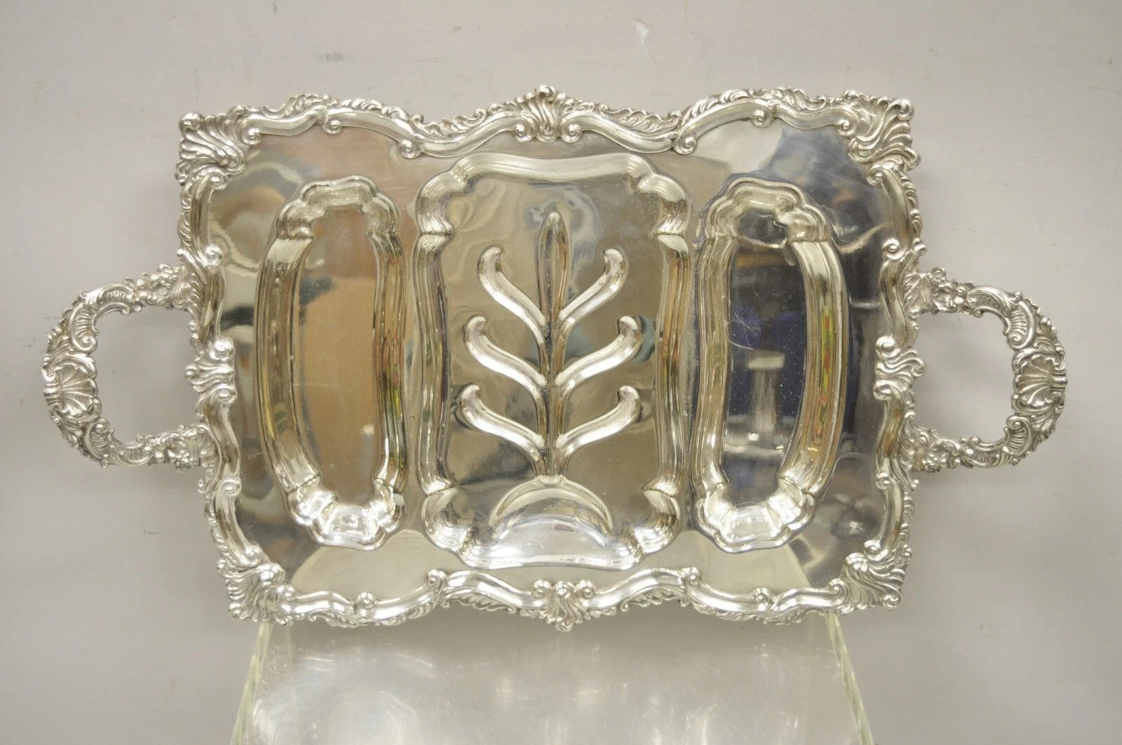Victorian Meneses Orfebres Silver Plated Meat Cutlery Serving Platter Tray