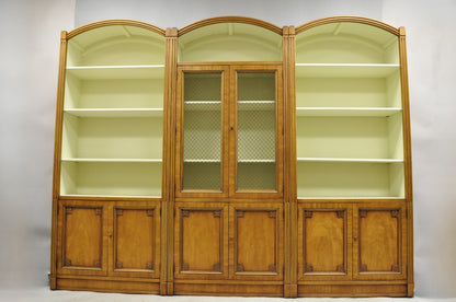 Henredon French Country Provincial Walnut Fruitwood 3 Pc Wall Unit Bookcase