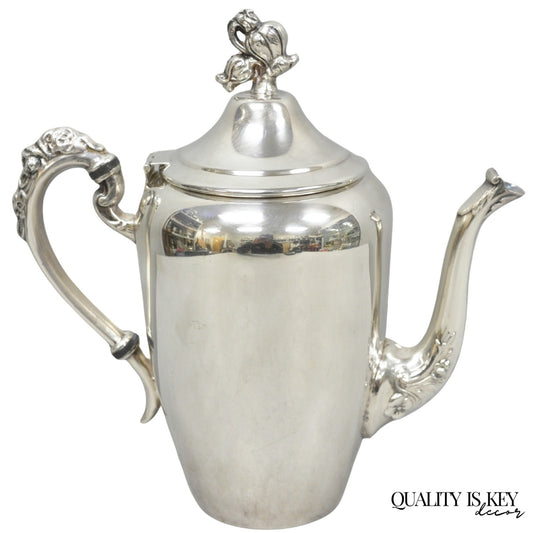 Vintage English Art Nouveau Silver Plated Tulip Flower Handle Design Teapot