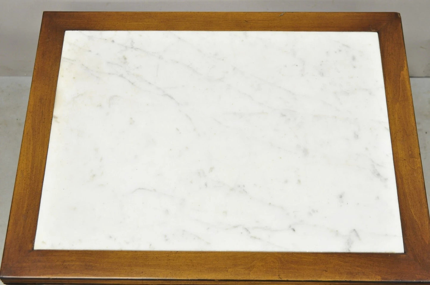 Vintage Italian Neoclassical Low Marble Top Curule X-Frame Accent Side Table