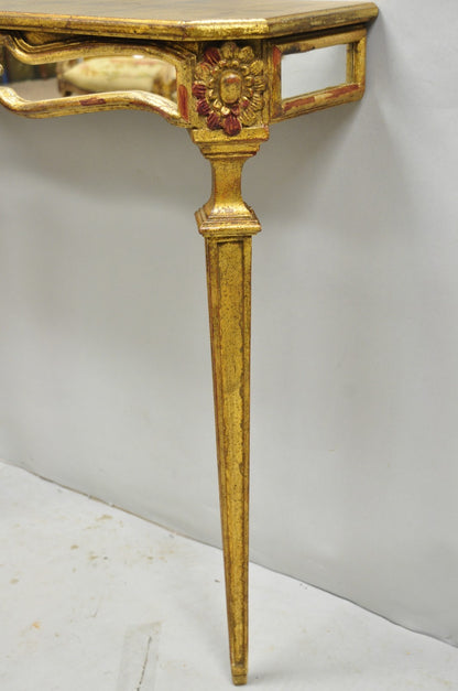Vintage Italian Venetian Hollywood Regency Gold Gilt Small Wall Console Table