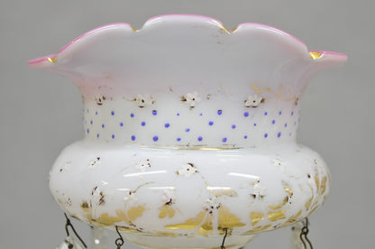 Antique Czech Victorian Bohemian Pink White Mantel Lusters Lustres - a Pair
