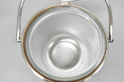 Mid Century Modern Sheffield Silver Plated Reticulating Hinge Ice Bucket w Tongs