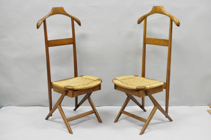 Vintage Mid Century Italian Modern Beech Wood Clothing Valet Chair Seat (A)