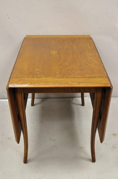 Vintage Mid Century Modern Klismos Saber Leg Oak Wood Drop Leaf Dining Table