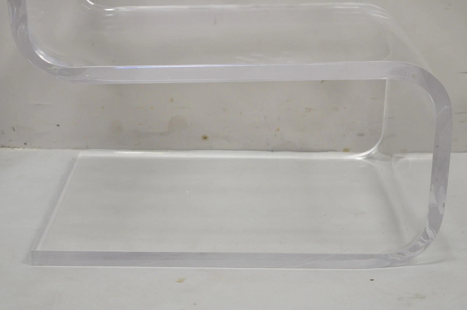 Vintage Mid Century Modern Clear Lucite Sculptural "S" Form" 3 Tier Side Table