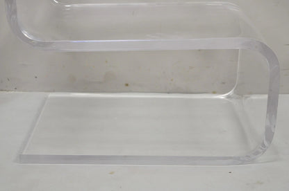 Vintage Mid Century Modern Clear Lucite Sculptural "S" Form" 3 Tier Side Table