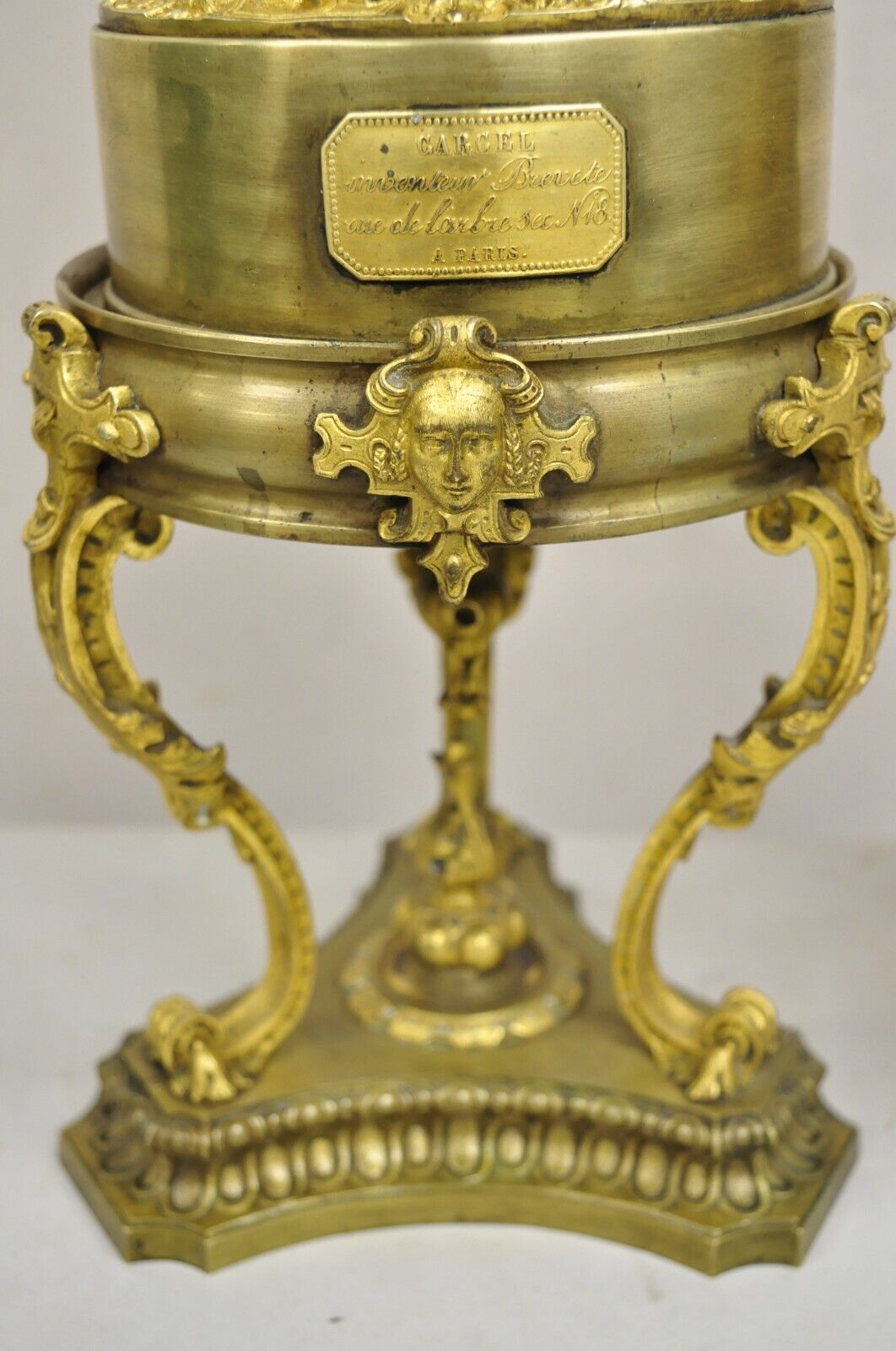 Antique Carcel Paris French Renaissance Gold Gilt Bronze Oil Table Lamp - a Pair