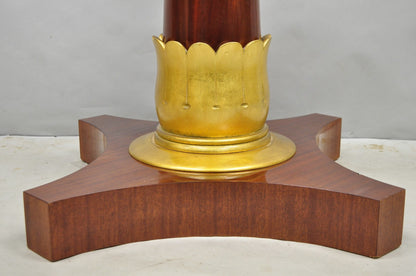 Vintage French Regency Style Mahogany & Gold Gilt Plume Table Pedestal Base (B)