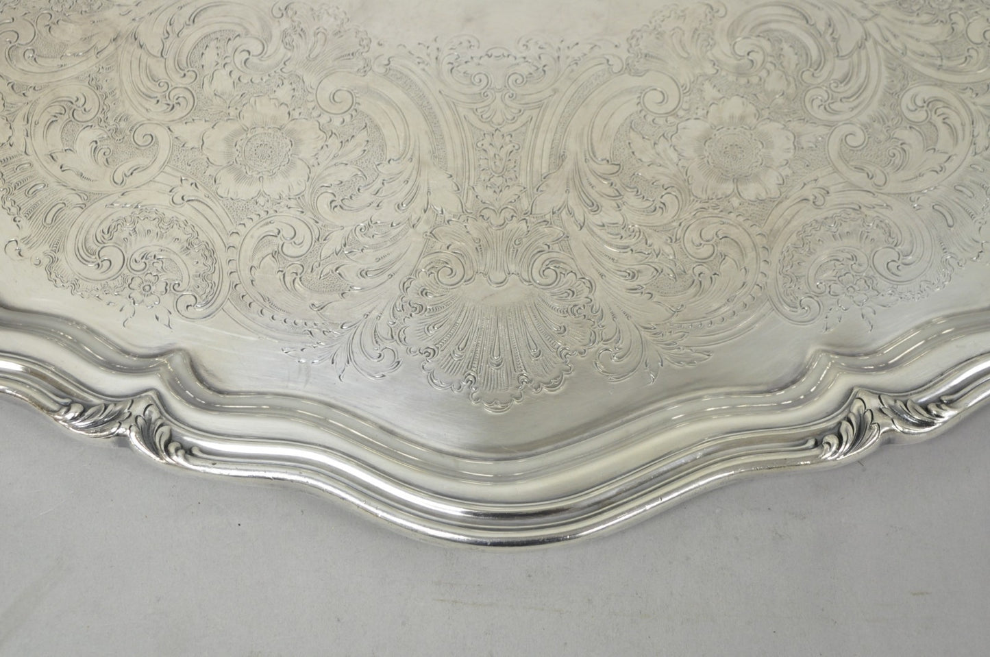 Antique Reed & Barton Winthrop Silver Plated Victorian Bar Serving Platter Tray