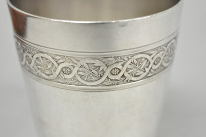 Antique Christofle French Silver Plated Shot Glass Goblet Cup w/ Wreath Pattern