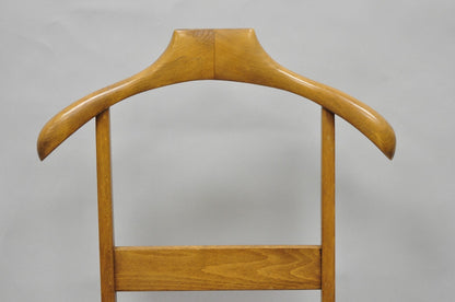 Vintage Mid Century Italian Style Modern Beech Wood Clothing Valet Chair Seat, B
