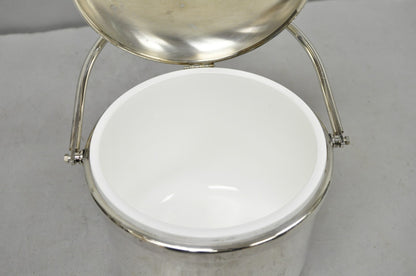 Vintage Art Deco Silver Plated Reticulating Hinge Lidded Bar Ice Bucket