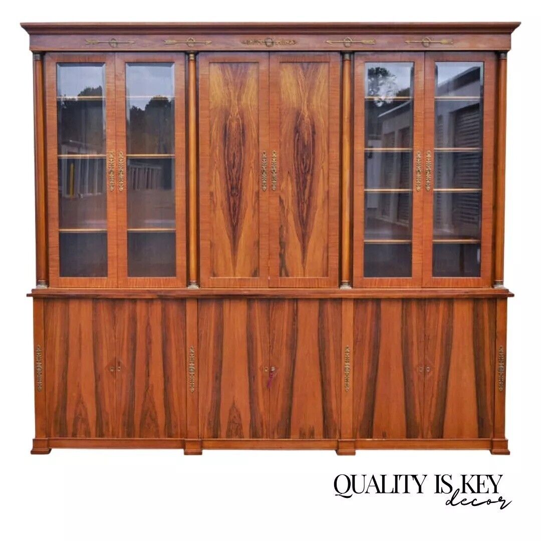 Bethehem Furn. Rosewood Neoclassical Bookcase Breakfront Entertainment Cabinet