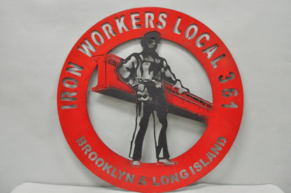 Iron Workers 361 Brooklyn & Long Island Hanging Wall Steel Black Metal Plaque