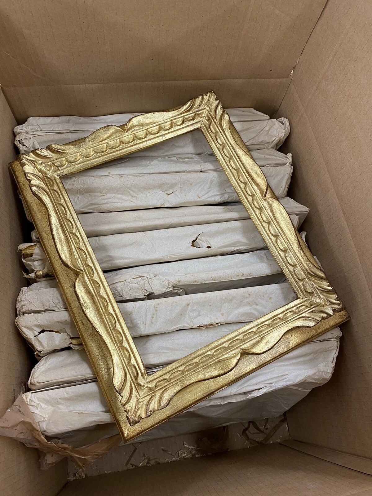 Vintage Italian Hollywood Regency Gold Gilt Wood 14 x 12 Art Picture Frame