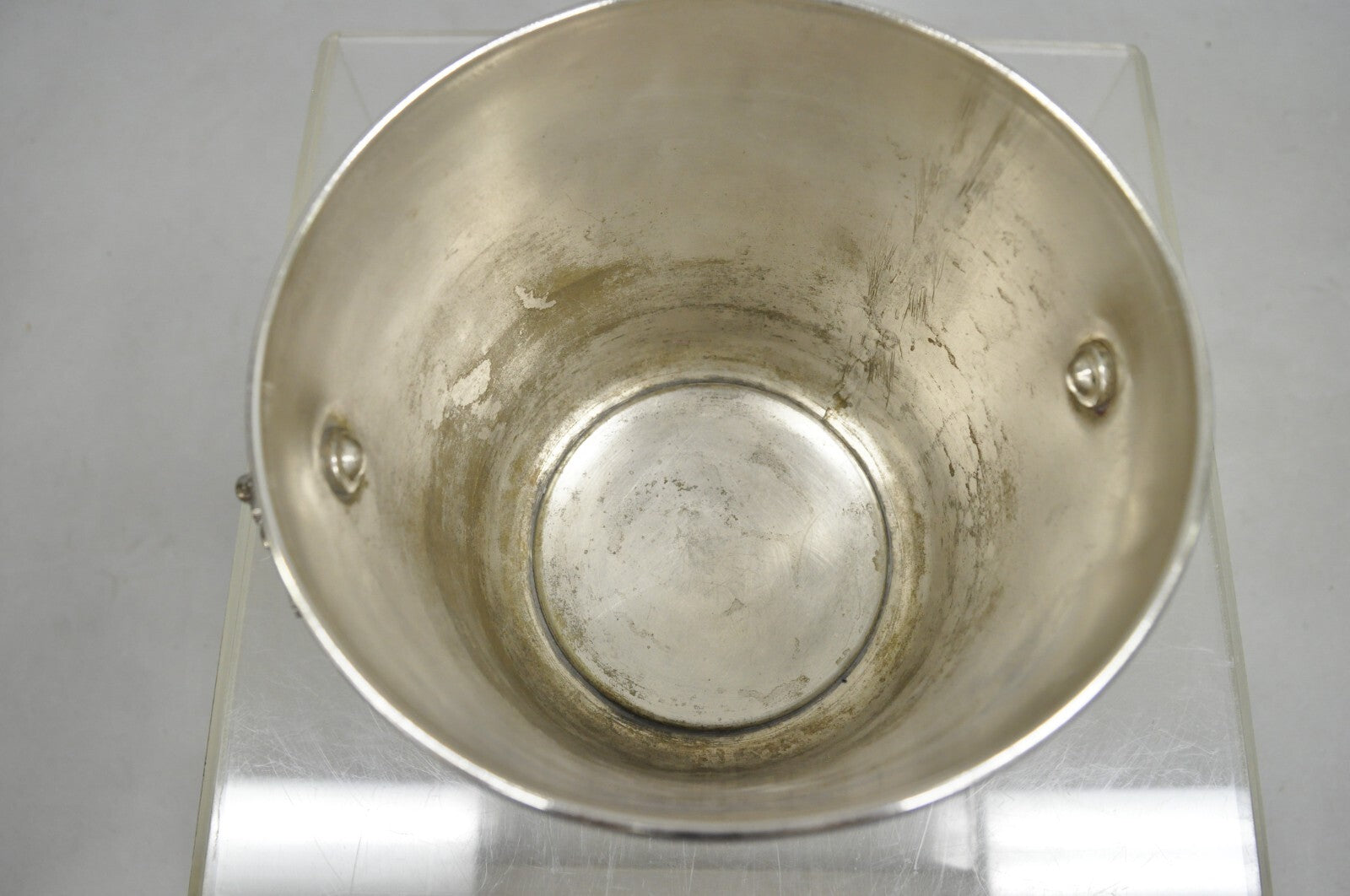 Antique English Victorian Wolf Handle Silver Plated Champagne Chiller Ice Bucket