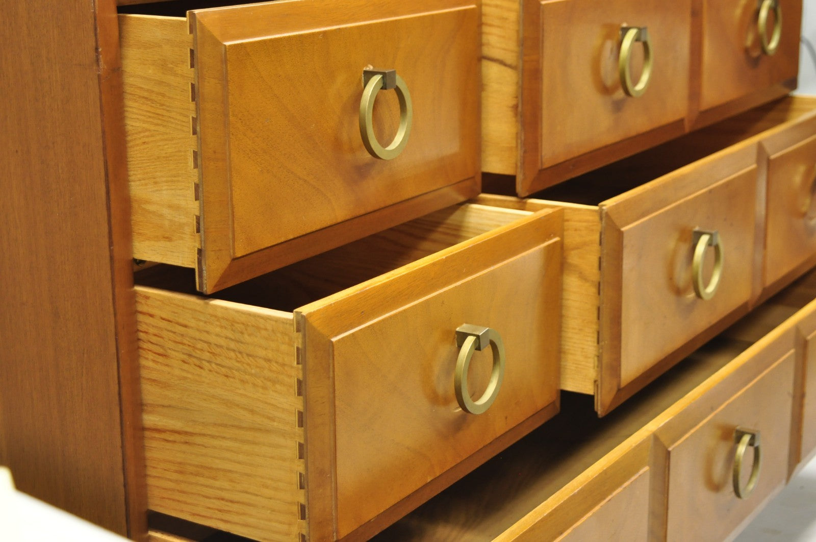 Vintage T.H. Robsjohn Gibbings for Widdicomb Mahogany Brass Ring China Cabinet