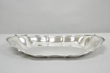 Vintage English Victorian Style Scalloped Oval Narrow Silver Plated Trinket Dish