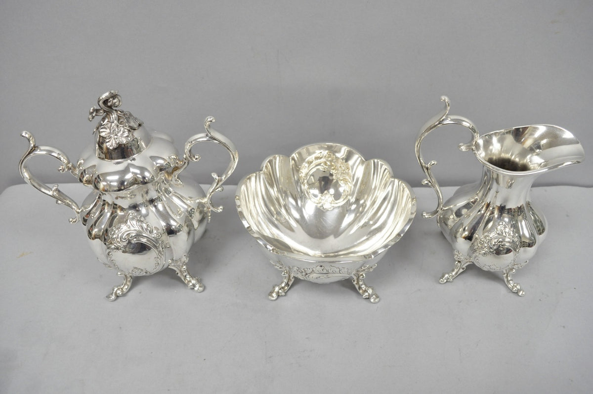 Vintage Reed & Barton Winthrop Shield 1795 E Silver Plated Tea Set - 6 Pc Set