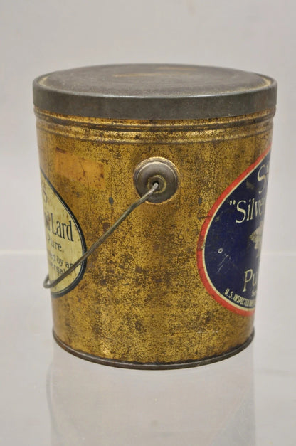 Vintage Swifts Silverleaf Brand Pure Lard 4 lbs. Tin Can Pail Advertisement
