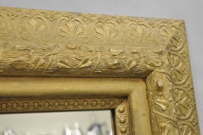 Antique Victorian Gold Giltwood Gesso Leaf Vine Small Black Forrest Wall Mirror