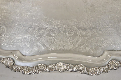 Vintage Loveland Rose Victorian Silver Plated Twin Handle Serving Platter Tray