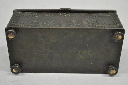 Antique "Iron Art" Denmark Bronze Trinket Jewelry Box Casket "Battle of Estonia"
