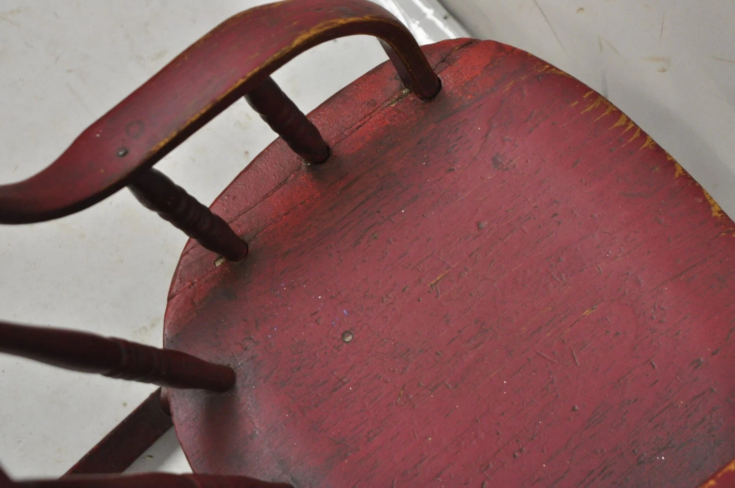 Antique American Primitive Spindle Back Small Child's Rocker Rocking Chair