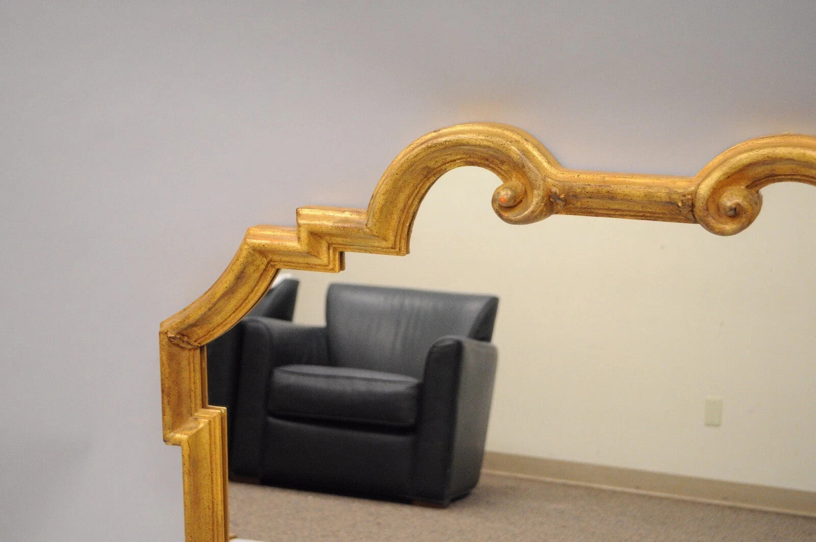 Vintage Italian Hollywood Regency Gold Gilt Carved Wood 32 x 40 Wall Mirror