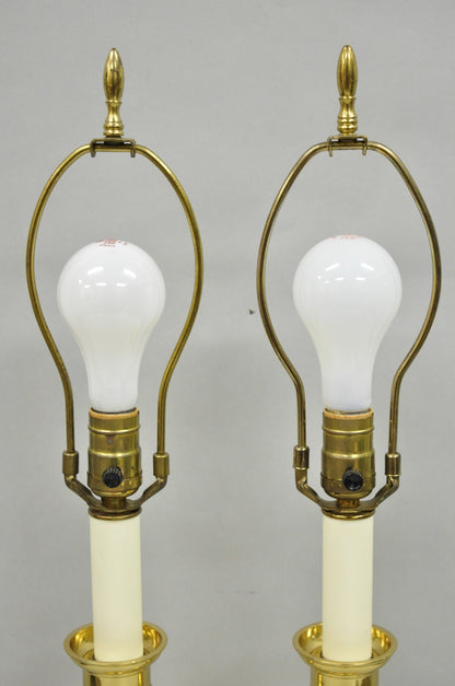 Vintage Federal Style Polished Brass Candlestick Small Vanity Table Lamps a Pair
