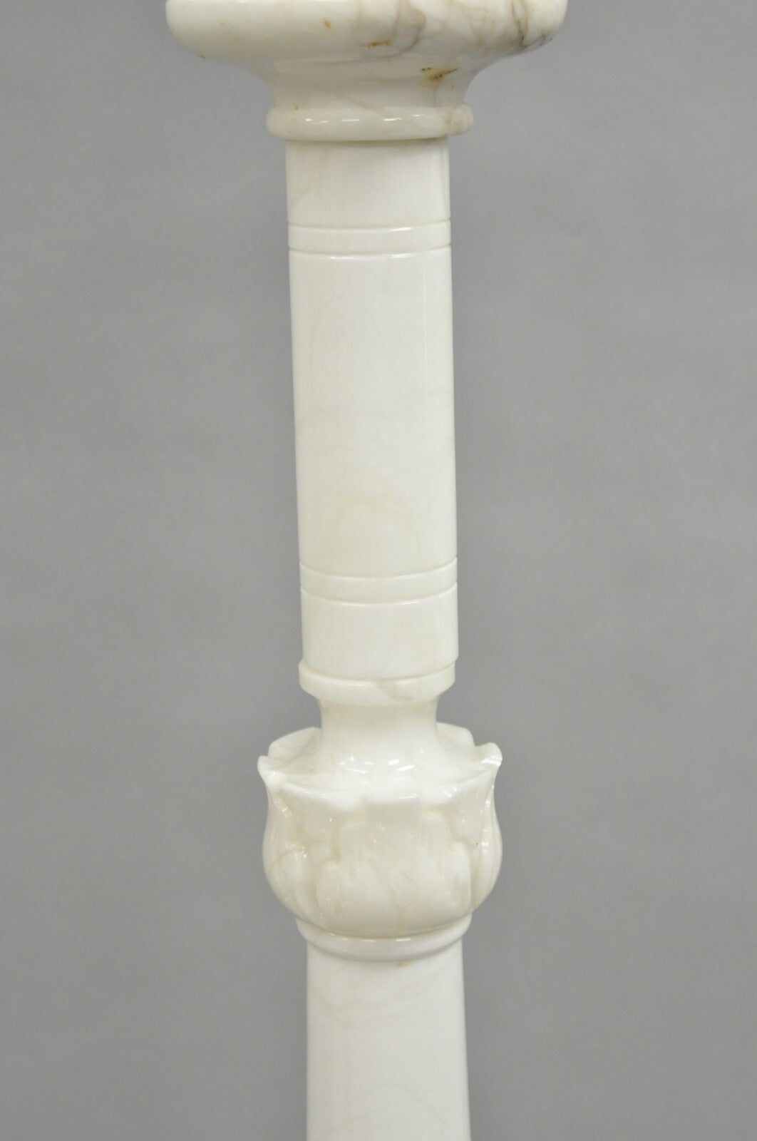 Vintage Italian Classical Carved Solid Marble Column Pole Floor Lamp