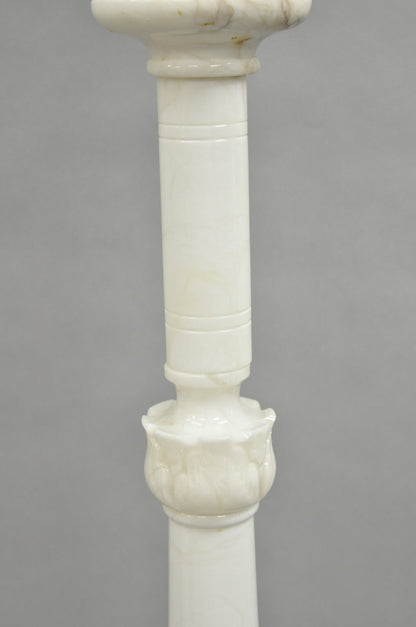 Vintage Italian Classical Carved Solid Marble Column Pole Floor Lamp