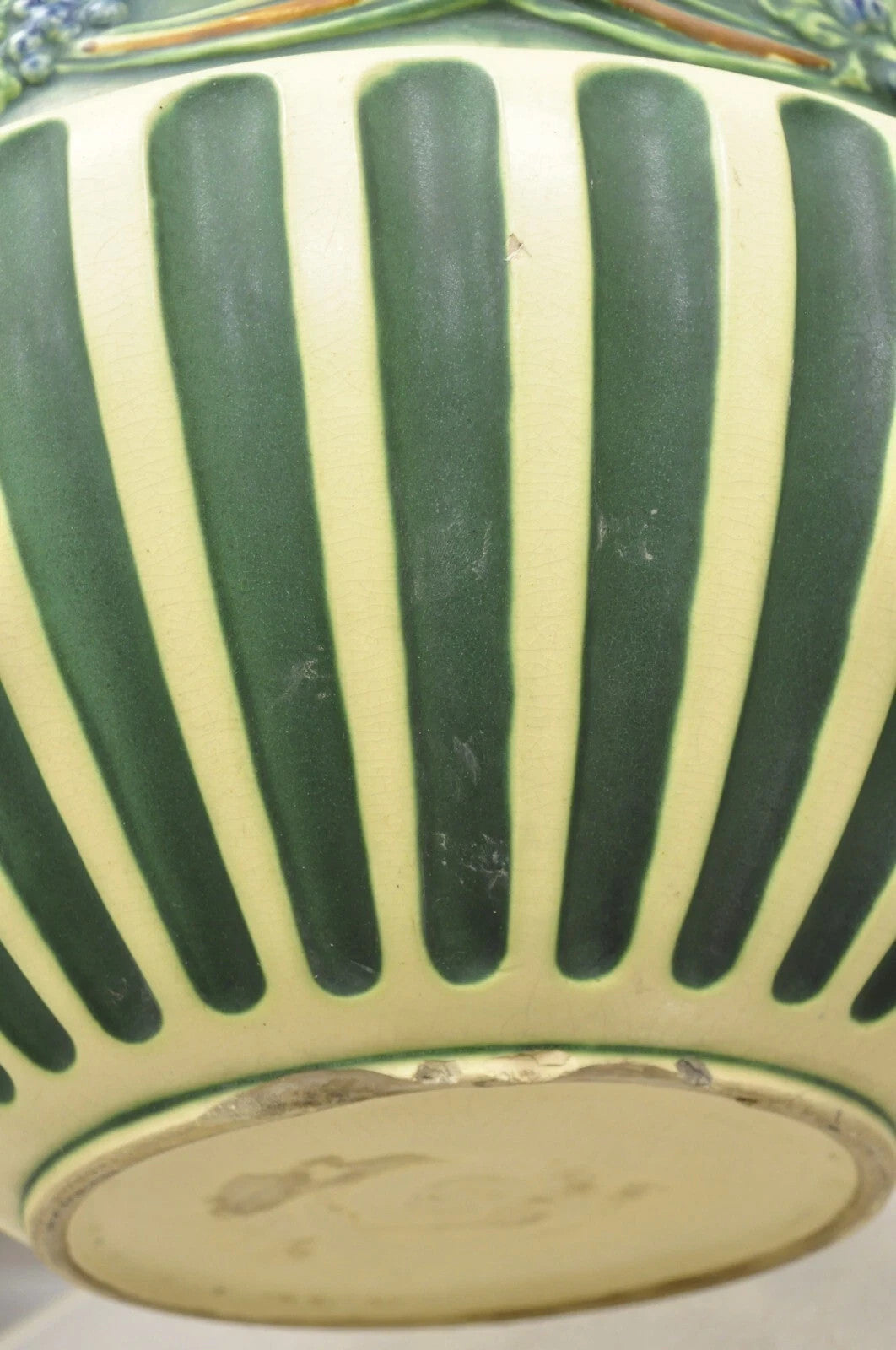 Antique Roseville Corinthian Pattern Jardiniere Planter Pot & Rare Low Pedestal