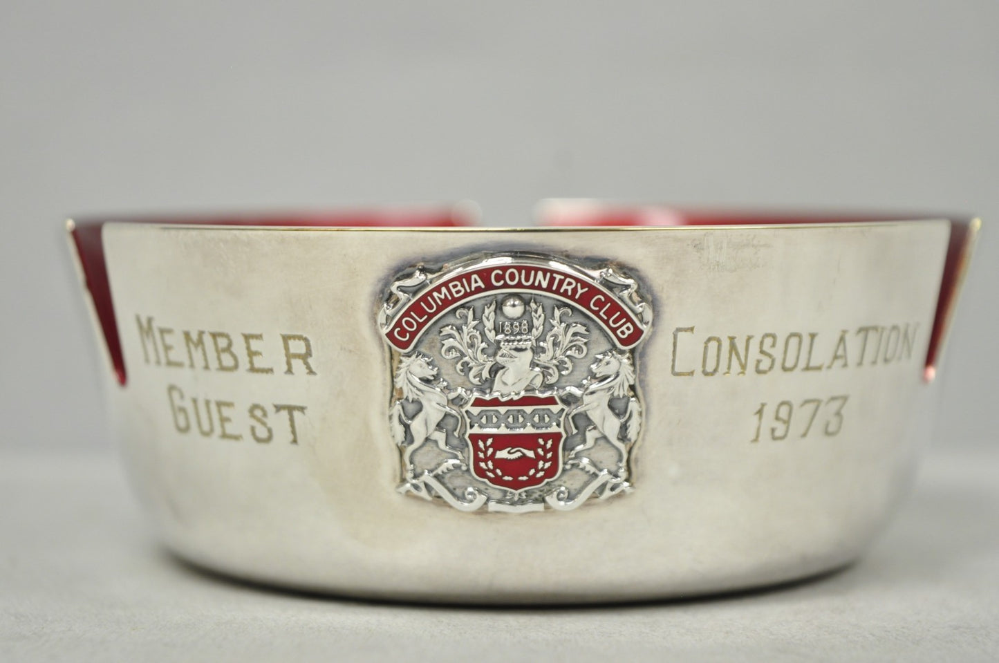 Vintage Reed & Barton 22 Silver Plated Red Enamel Columbia Country Club Ashtray
