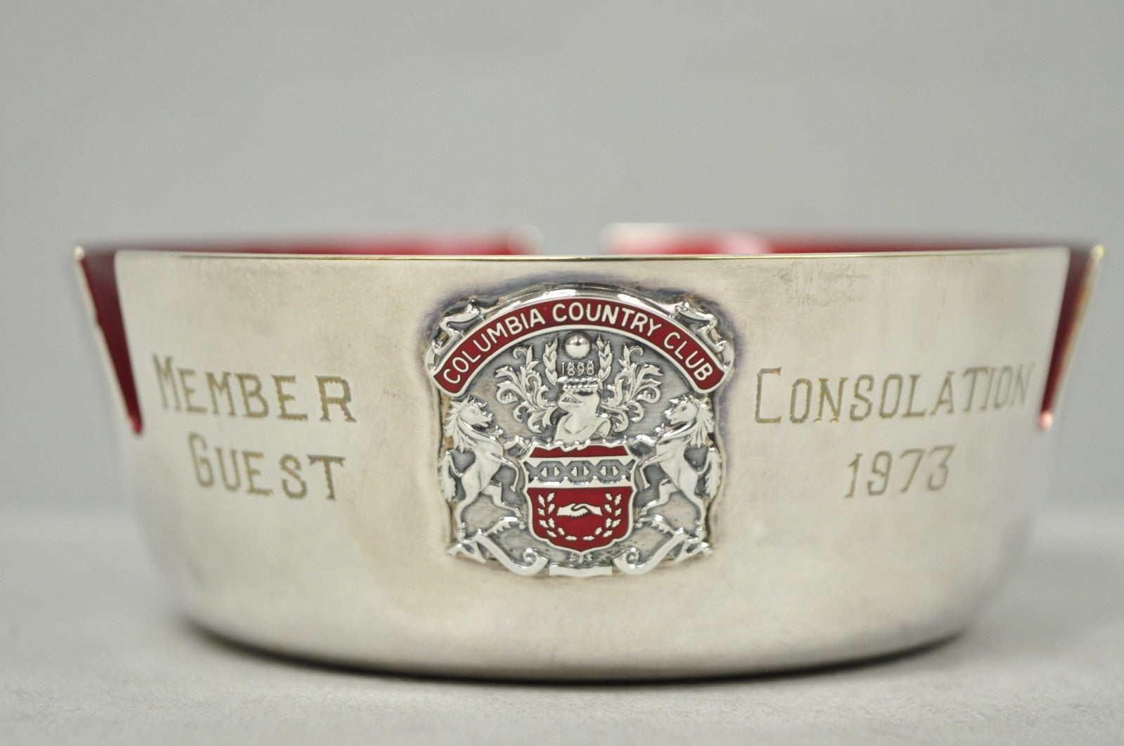 Vintage Reed & Barton 22 Silver Plated Red Enamel Columbia Country Club Ashtray