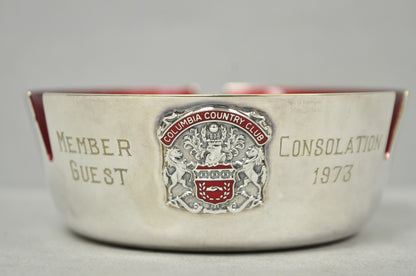 Vintage Reed & Barton 22 Silver Plated Red Enamel Columbia Country Club Ashtray