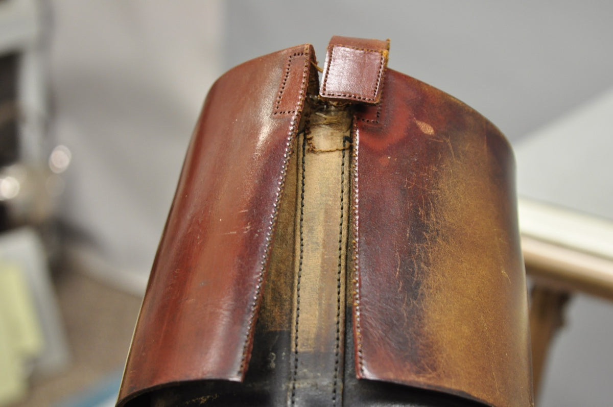 Vintage Maxwell London English Leather Black & Brown Horse Riding Boots w/ Trees