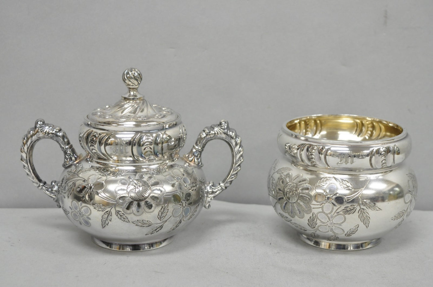 Antique Meriden B Co French Renaissance Silver Plated Figural Tea Set - 7 Pcs