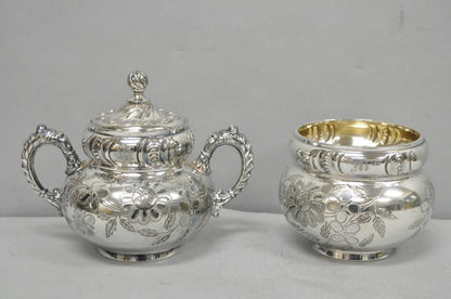 Antique Meriden B Co French Renaissance Silver Plated Figural Tea Set - 7 Pcs