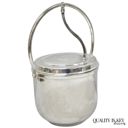 Vintage Art Deco Silver Plated Reticulating Hinge Bar Ice Bucket by Towle