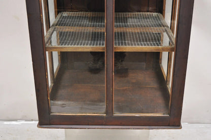 Antique Wood & Glass Counter Top Display County Store Pie Safe Retail Cabinet