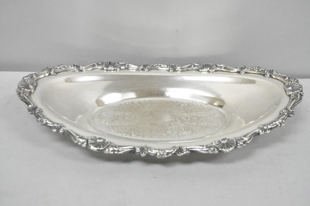 Vintage Victorian Style Silver Plated Oval 13.5" Trinket Serving Dish (B)