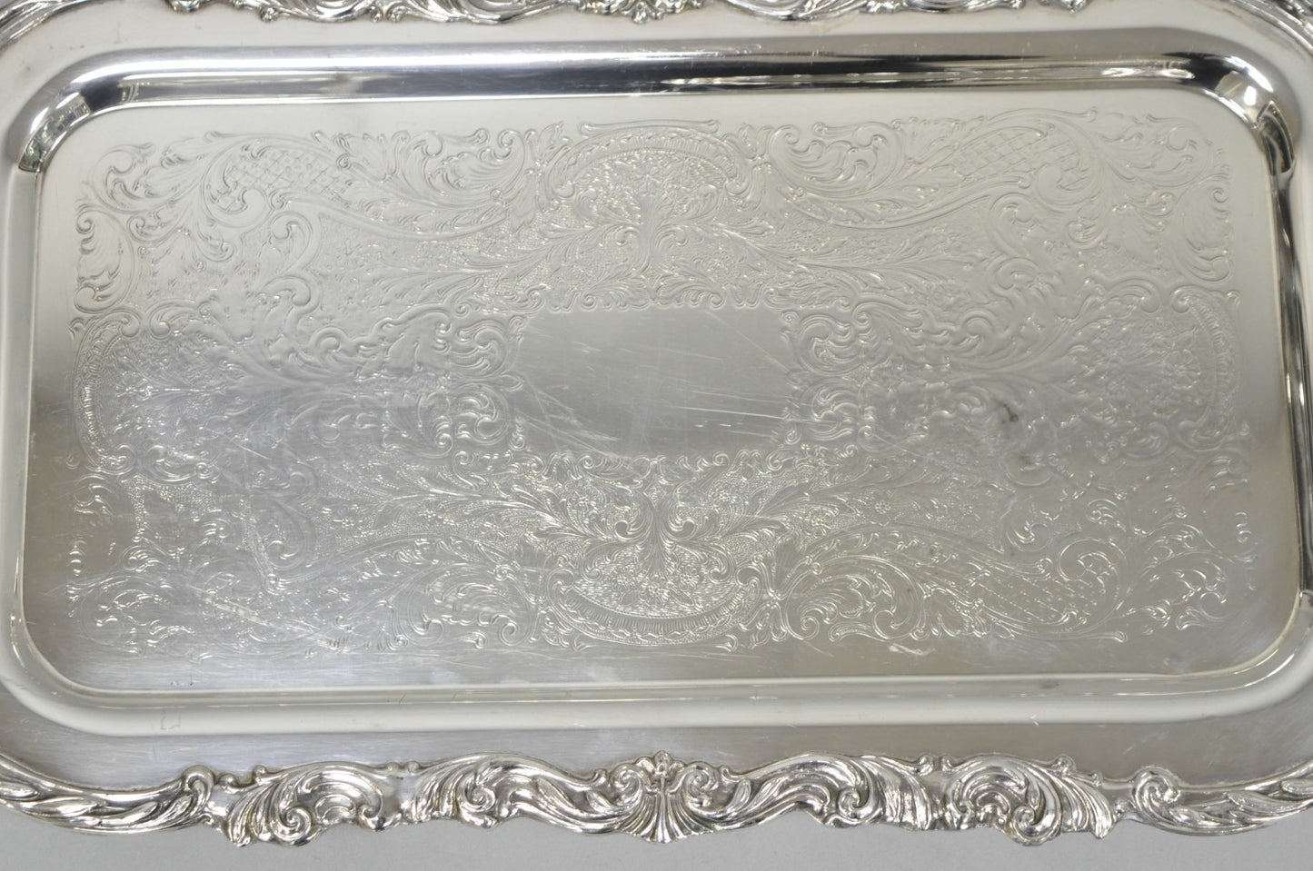 Vintage FB Rogers Victorian Silver Plated Narrow Serving Platter Bar Tray