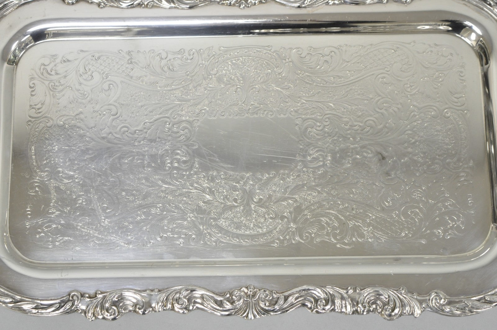 Vintage FB Rogers Victorian Silver Plated Narrow Serving Platter Bar Tray