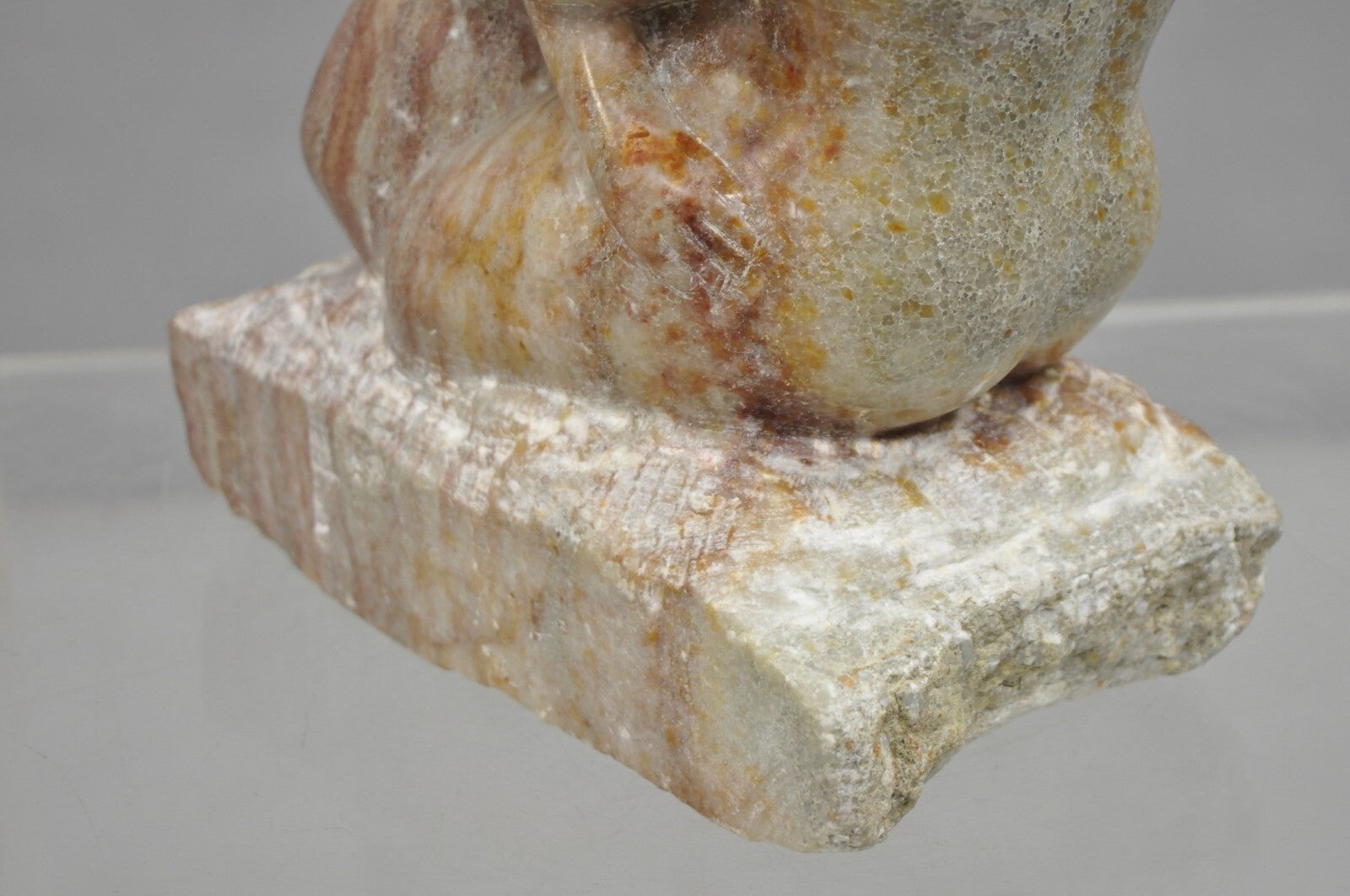 Morton Gaffin "Lovers Embrace" Modernist Carved Alabaster Marble Nude Sculpture