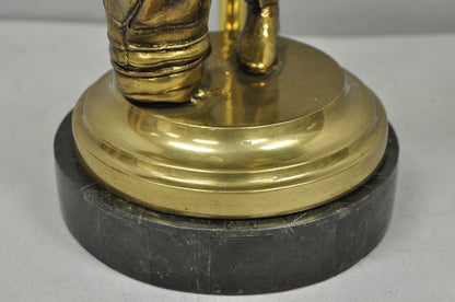 Vintage Maitland Smith Bronze Figure Golfer Sculpture Table Lamp w Leather Shade
