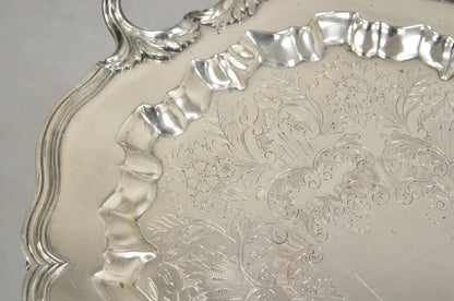 Vintage English Sheffield Victorian Silver Plated Oval Scalloped Platter Tray