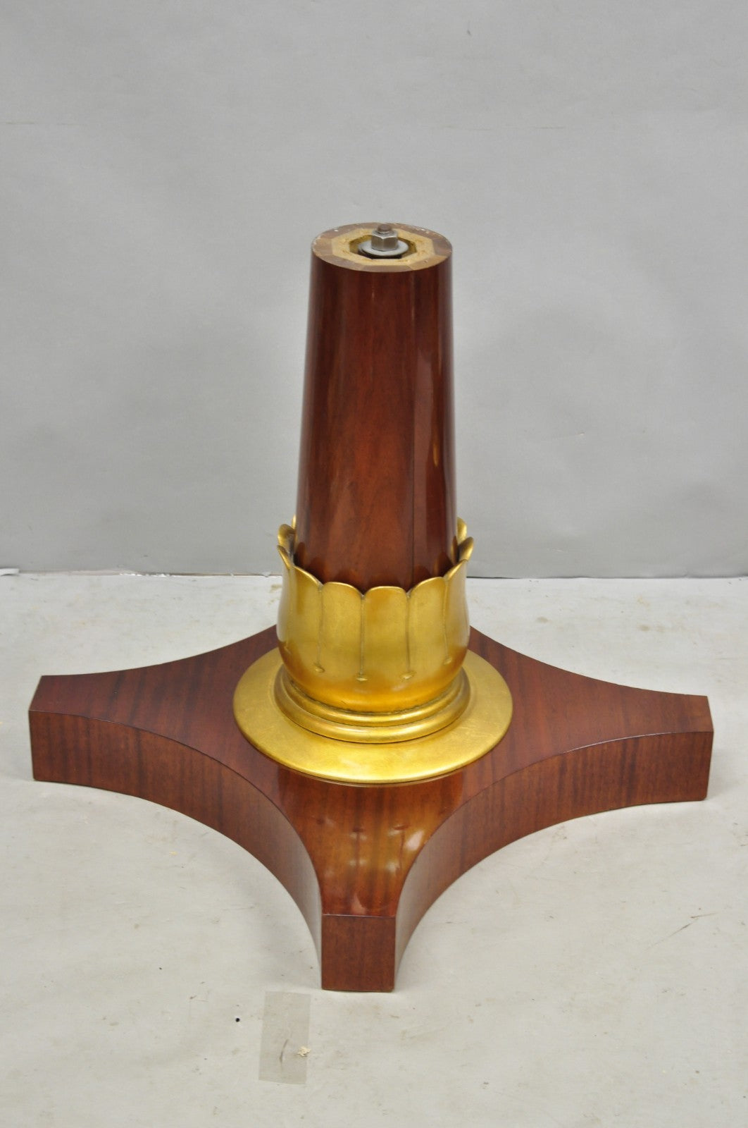 Vintage French Regency Style Mahogany & Gold Gilt Plume Table Pedestal Base (A)